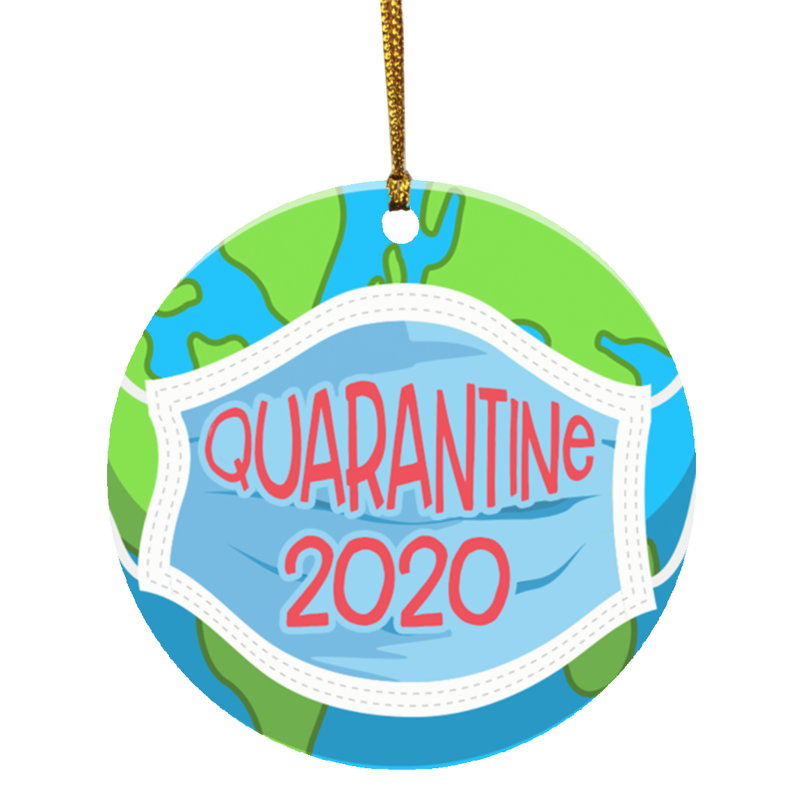 Earth Wearing Mask Quarantine 2020 Decorative Christmas Ornament - Holiday Flat Circle Ornament, White, Circle Ornament Earth Wearing Mask Quarantine 2020 Decorative Christmas Ornament - Holiday Flat Circle Ornament, White, Circle Ornament