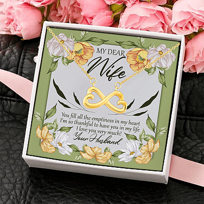 Alternative view of Dear My Wife You Fill All the Emptiness In My Heart I Love You Very Much Husband Infinity Heart Pendant Necklace