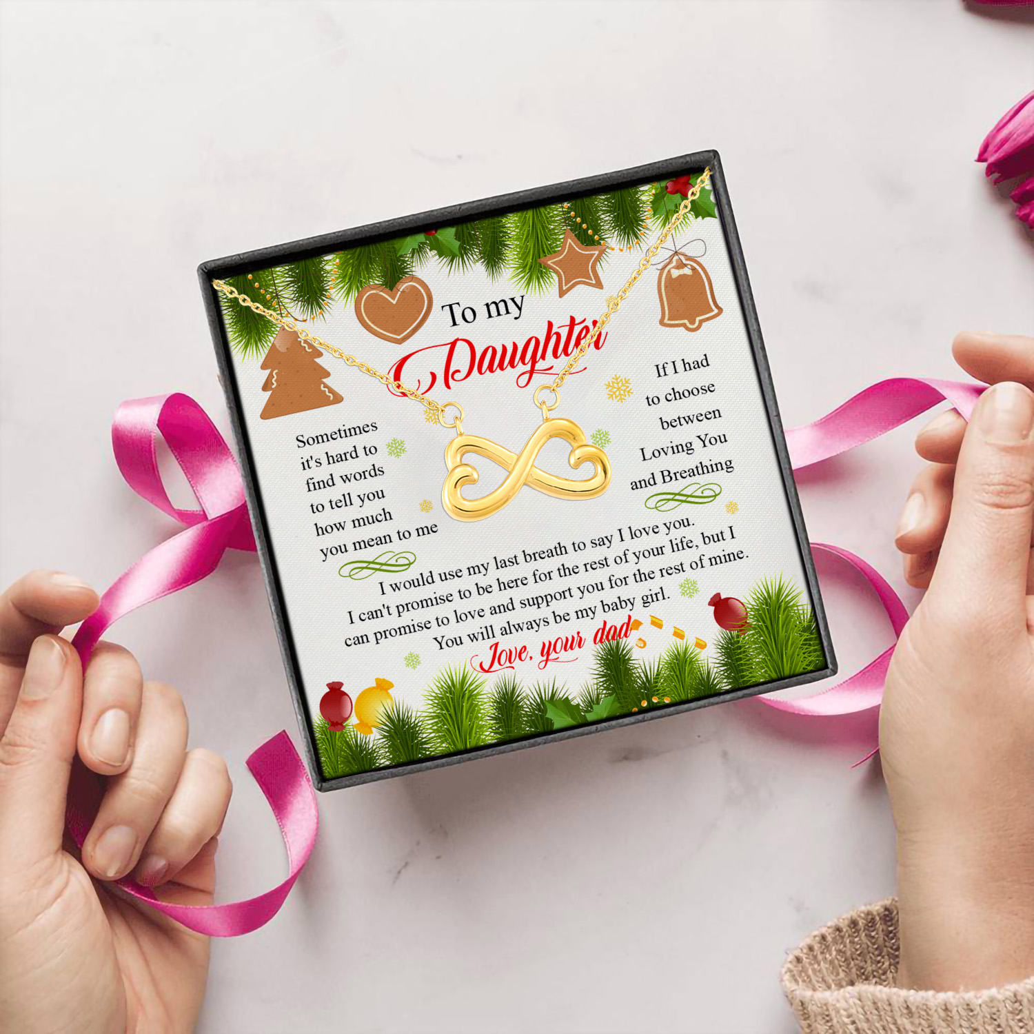 8Th. Be My Baby Girl Christmas(5) Infinity Heart Necklace (Gold) 5