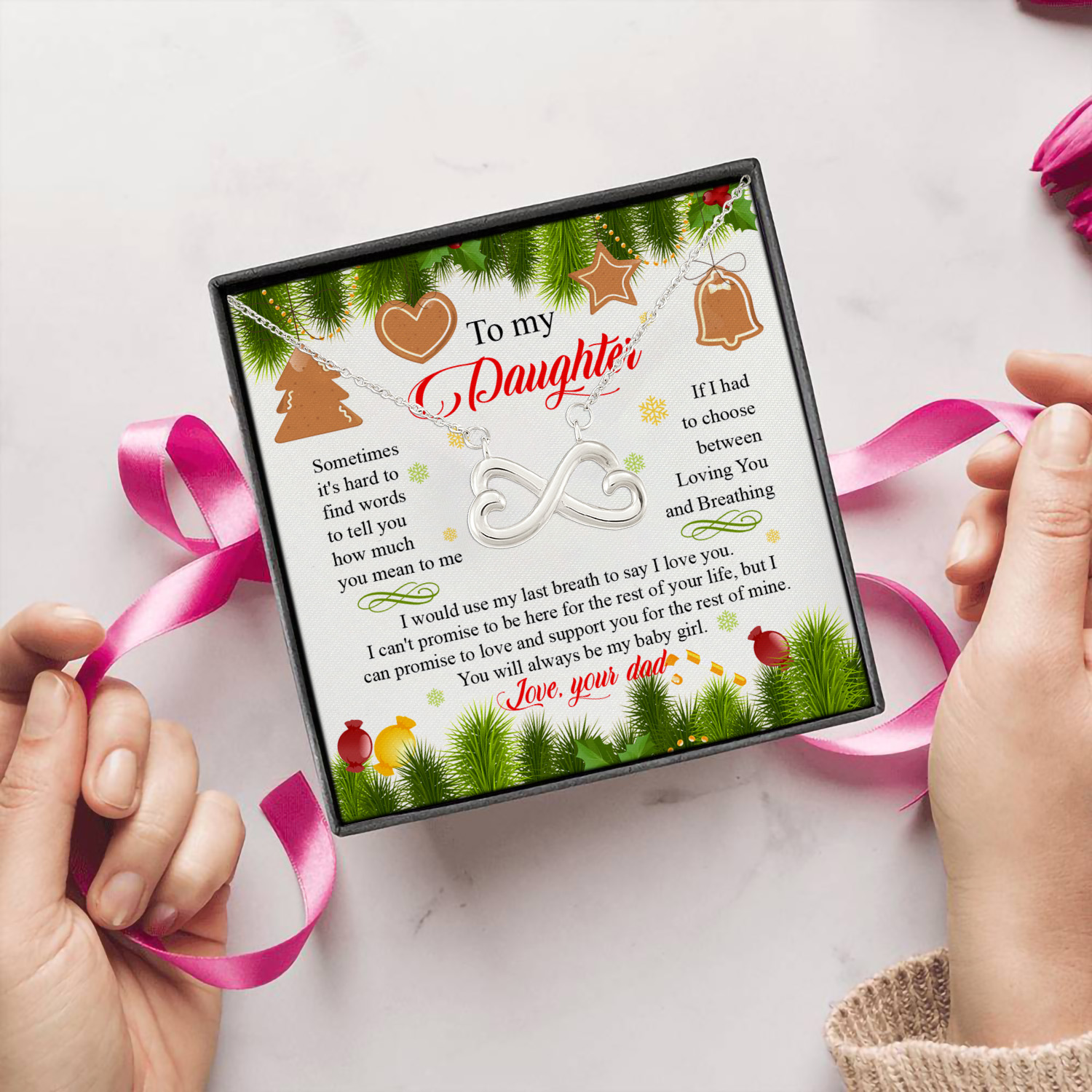 8Th. Be My Baby Girl Christmas(5) Infinity Heart Necklace (Silver) 5