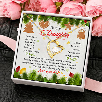 Alternative view of Dad To Daughter Sometimes It's Hard To Find Words To Tell You Christmas Forever Love Pendant Necklace