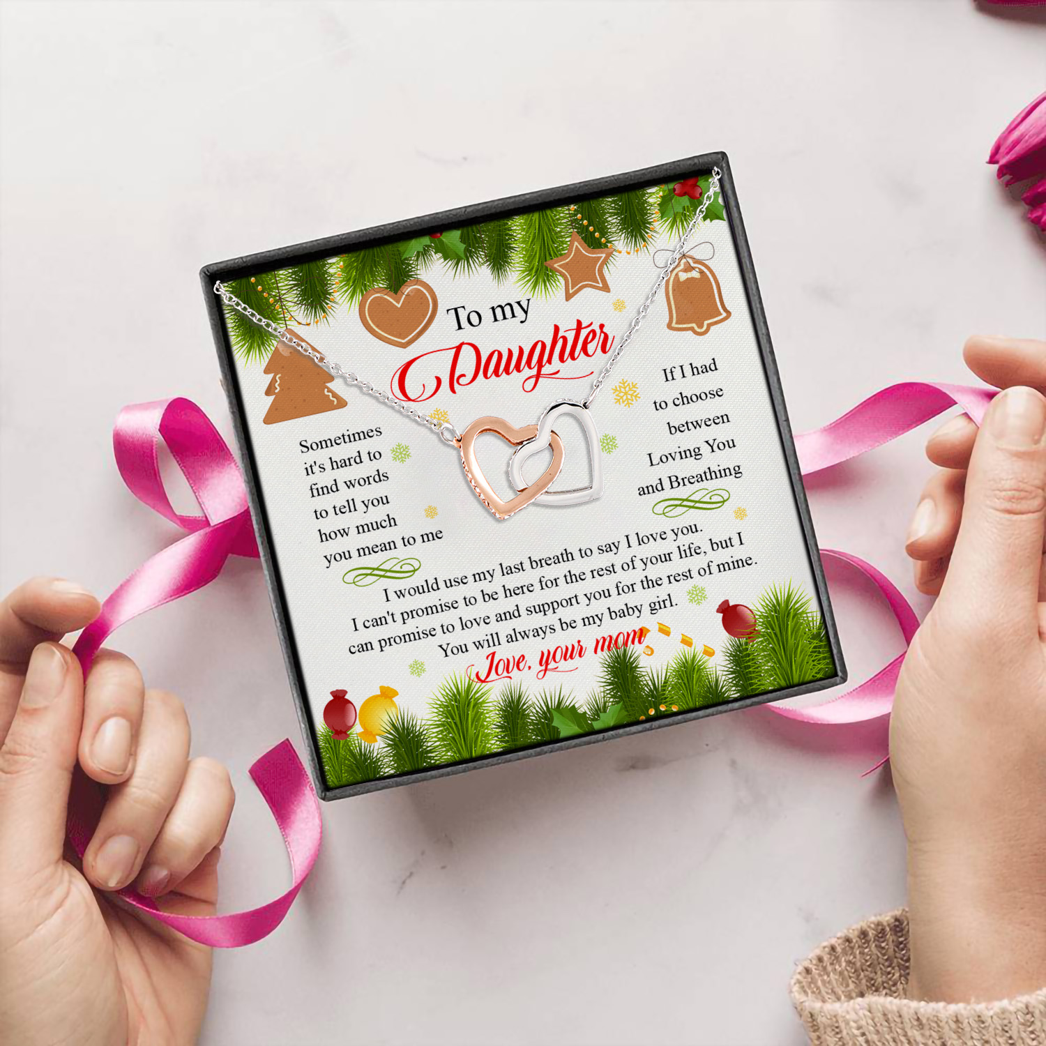 8Th. Be My Baby Girl Christmas-mom Interlocking Hearts Necklace 5