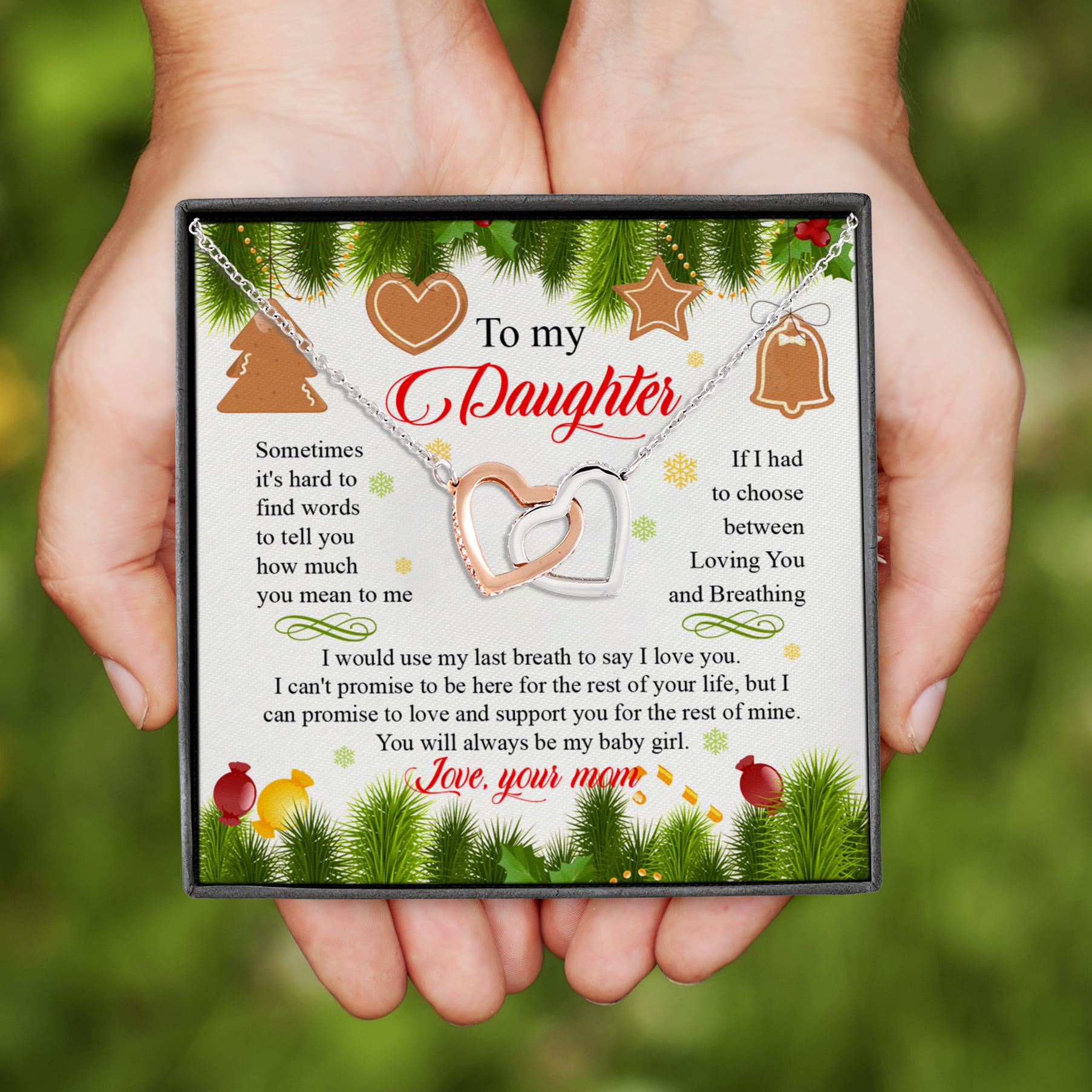 8Th. Be My Baby Girl Christmas-mom Interlocking Hearts Necklace