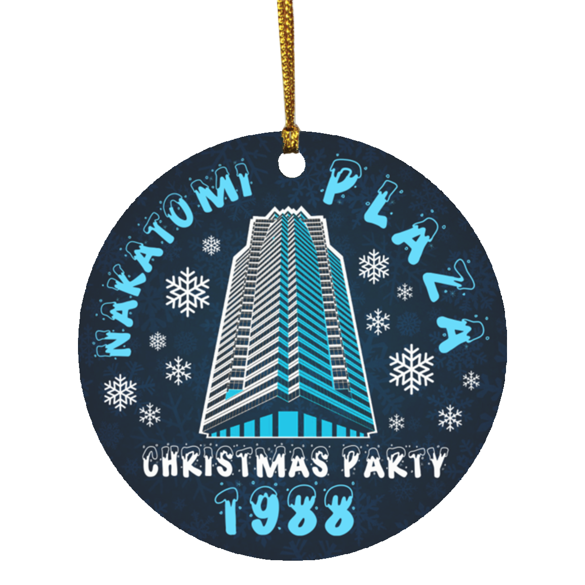 Die Hard Nakatomi Plaza Christmas Party 1988 Circle Christmas Ornament, White, Circle Ornament Die Hard Nakatomi Plaza Christmas Party 1988 Circle Christmas Ornament, White, Circle Ornament
