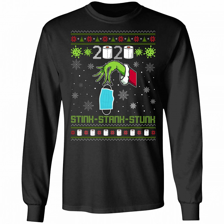 2020 Stink Stank Stunk Ugly Christmas Hoodie - Sweatshirt - Long Sleeve Shirt, Black, Long Sleeve