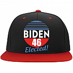 Joe Biden 46 Elected Celebrate Joe Biden 46th President Of America 2020 Wining Twill Cap - Snapback Hat, Black/True Red, Flat Bill Premium Snapback