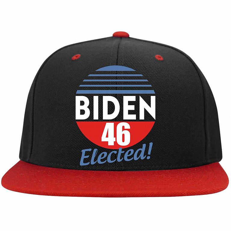 Joe Biden 46 Elected Celebrate Joe Biden 46th President Of America 2020 Wining Twill Cap - Snapback Hat, Black/True Red, Flat Bill Premium Snapback
