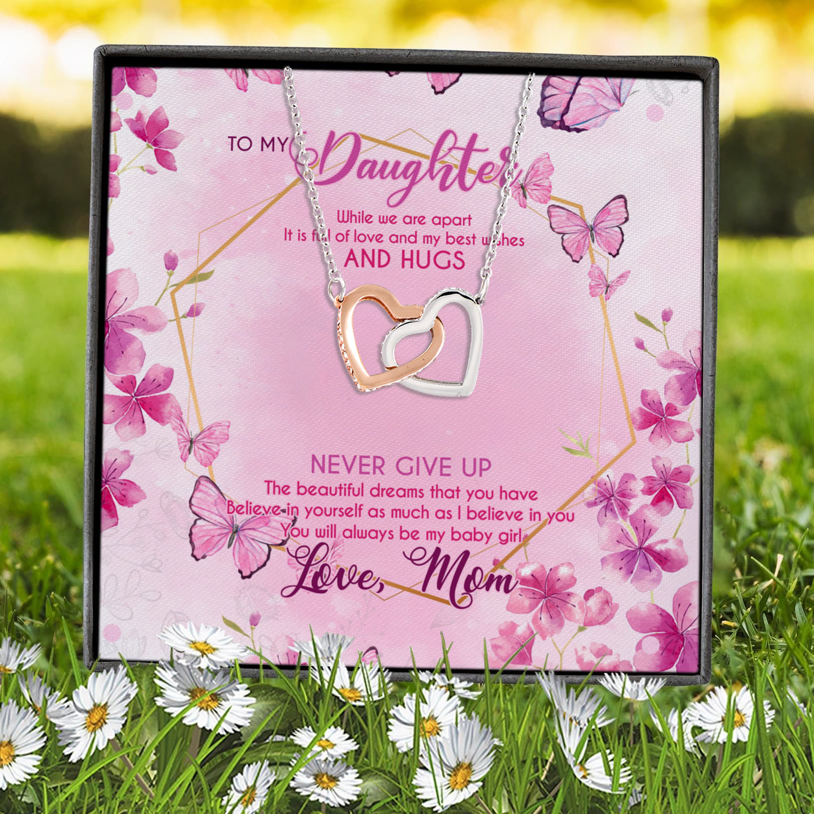 1Th. We Are Apart (mom) Interlocking Hearts Necklace 7