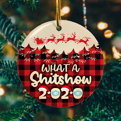 Alternative view of What A Shitshow 2020 A Year To Remember Funny Christmas Ornament - Holiday Flat Circle Ornament