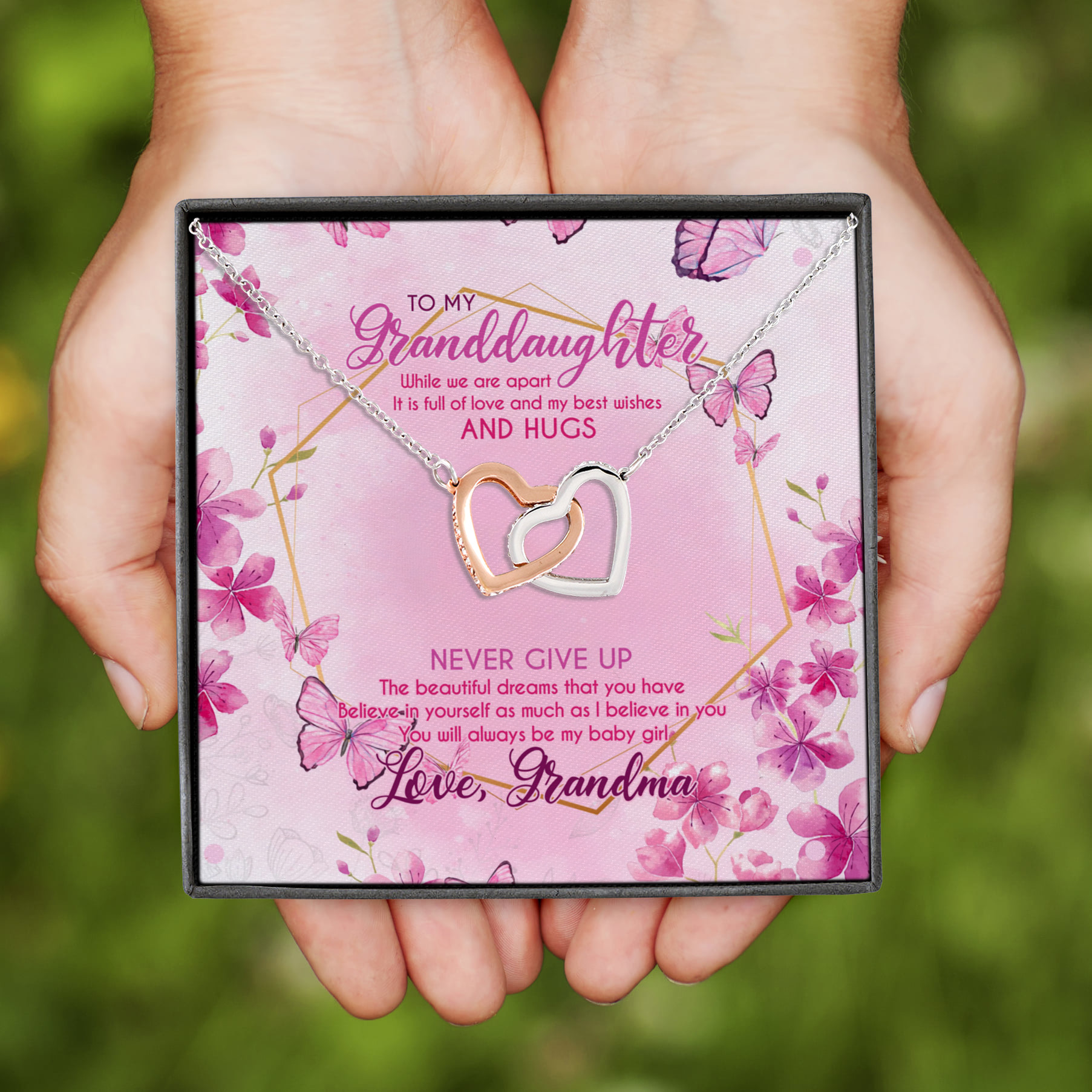 1Th. We Are Apart (grandma) Interlocking Hearts Necklace