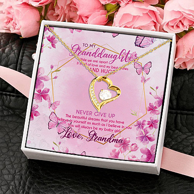 To My Granddaughter While We Are Apart You Will Always Be My Baby Girl Love Grandma Forever Love Pendant Necklace