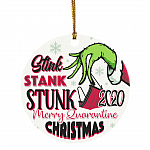 Stink Stank Stunk Funny Pandemic - Merry Quarantine Christmas 2020 Christmas Ornament Keepsake – Circle Ornament, White, Circle Ornament
