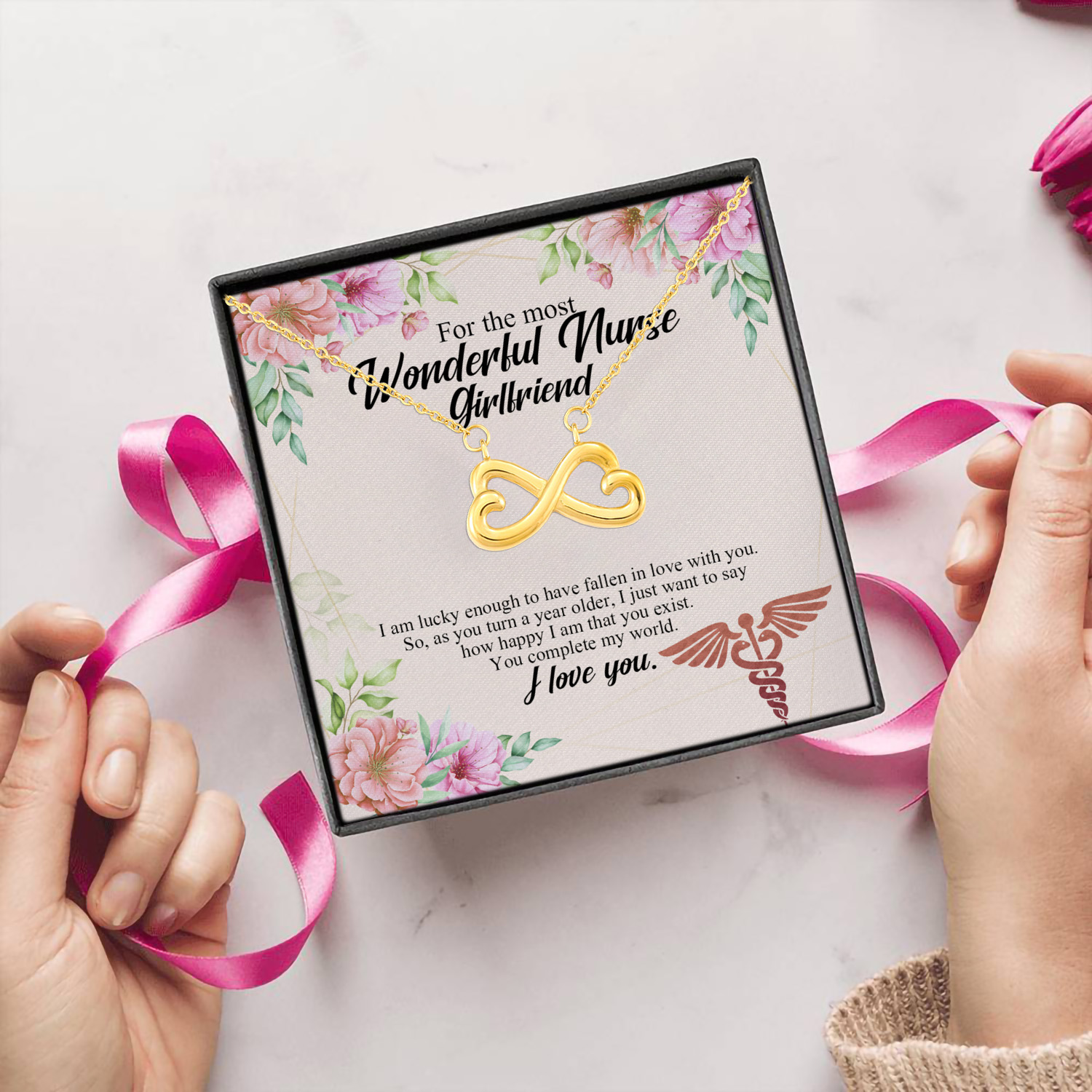 6Th. Wonderful Nurse(5) Infinity Heart Necklace (Gold) 5