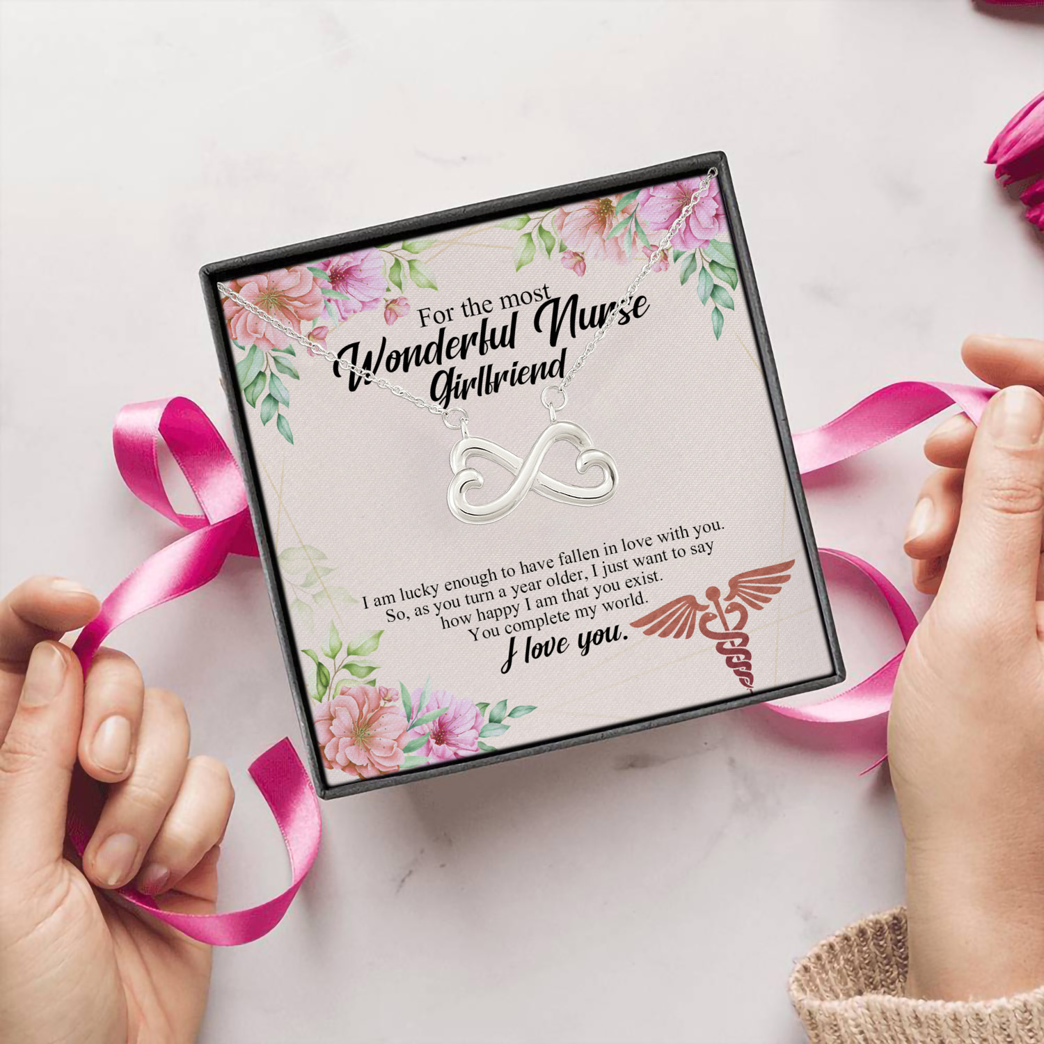 6Th. Wonderful Nurse(5) Infinity Heart Necklace (Silver) 5