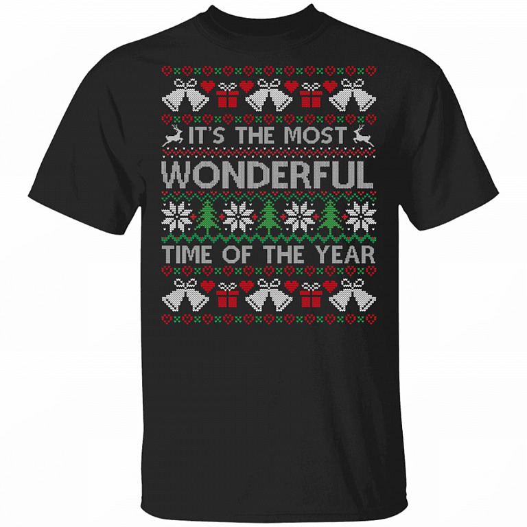 It's The Most Wonderful Time Of The Year Ugly Christmas T-Shirt - Ugly Christmas T-Shirt, Black, Unisex T-Shirt