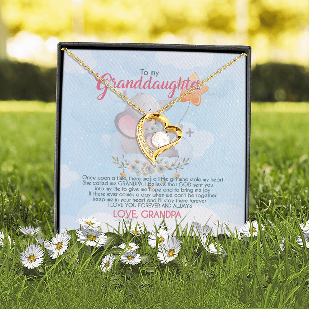 4O_ Granddaughter Elephant (Granddaughter-Grandpa) Forever Love Necklace (Gold) 2