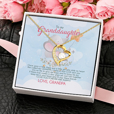 Grandpa To My Granddaughter Once Upon A Time There Was A Little Girl Forever Love Pendant Necklace