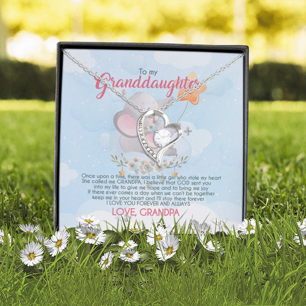 4O_ Granddaughter Elephant (Granddaughter-Grandpa) Forever Love Necklace (Silver) 2