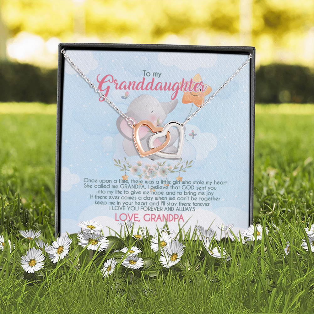 4O_ Granddaughter Elephant (Granddaughter-Grandpa) Interlocking Hearts Necklace 2