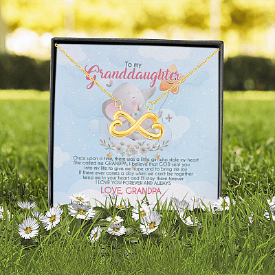 Alternative view of Grandpa To My Granddaughter Once Upon A Time There Was A Little Girl Infinity Heart Pendant Necklace