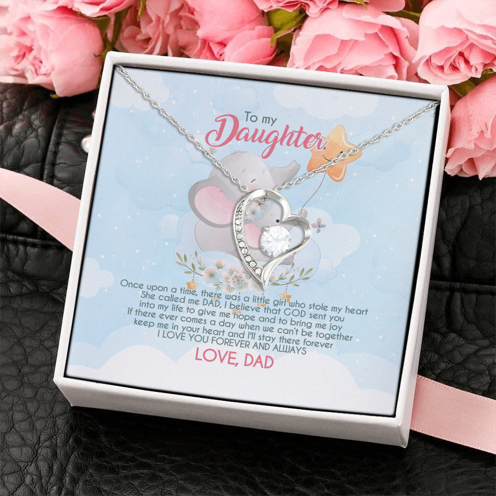 4O_ Granddaughter Elephant (daughter-dad) Forever Love Necklace (Silver) 4