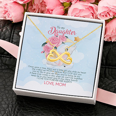 Mom To My Daughter Once Upon A Time There Was A Little Girl Infinity Heart Pendant Necklace
