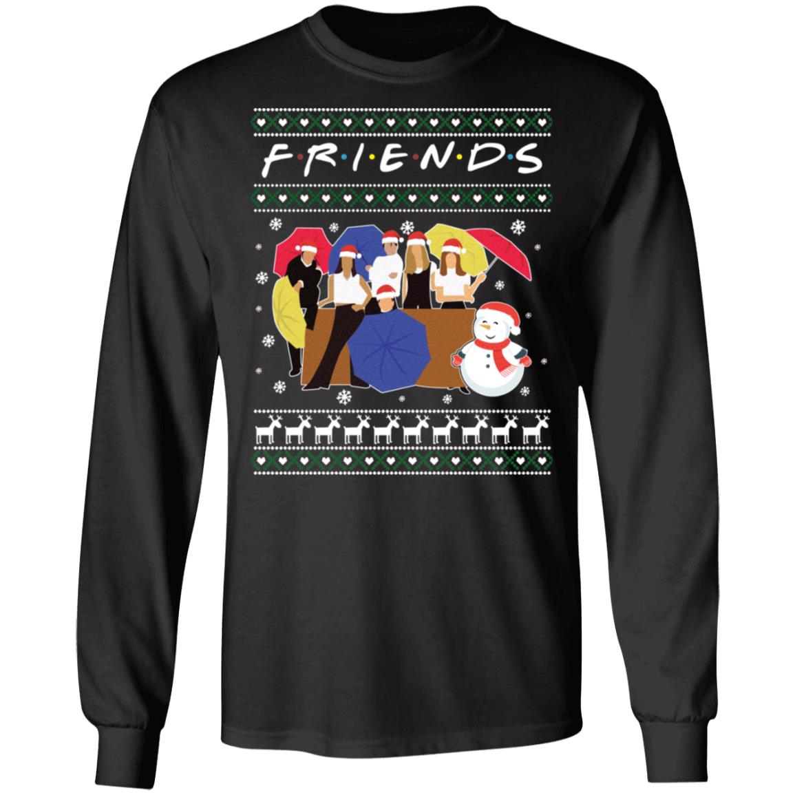Friends TV Show Ugly Christmas Hoodie - Sweatshirt - Long Sleeve Shirt - Friends Santa Ugly Christmas Sweater, Black, Long Sleeve