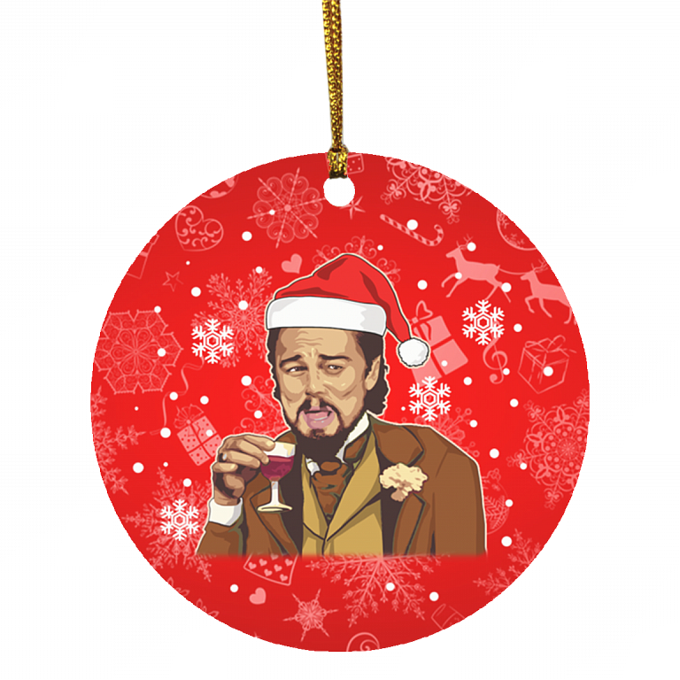 Dicaprio Santa Christmas Ornament - Meme Christmas Ornament - Ugly Christmas Ornament - Holiday Xmas Gifts, White, Circle Ornament
