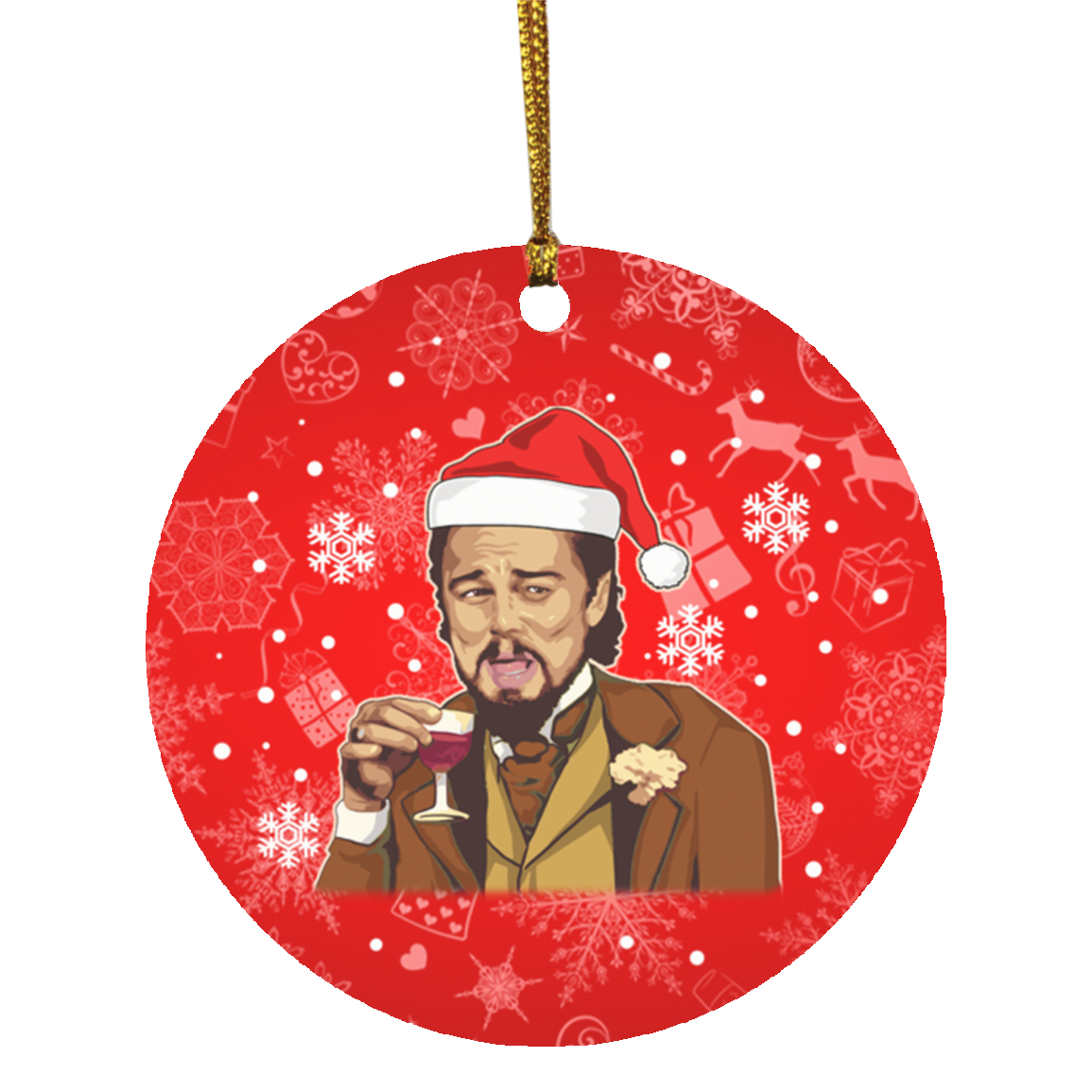 Dicaprio Santa Christmas Ornament - Meme Christmas Ornament - Ugly Christmas Ornament - Holiday Xmas Gifts, White, Circle Ornament Dicaprio Santa Christmas Ornament - Meme Christmas Ornament - Ugly Christmas Ornament - Holiday Xmas Gifts, White, Circle Ornament