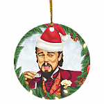 Leonardo Dicaprio Santa Christmas Shirt Funny Meme Christmas Holiday Circle Ornament - Xmas Gifts, White, Circle Ornament
