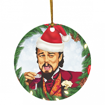 Leonardo Dicaprio Santa Christmas Shirt Funny Meme Christmas Holiday Circle Ornament - Xmas Gifts, White, Circle Ornament