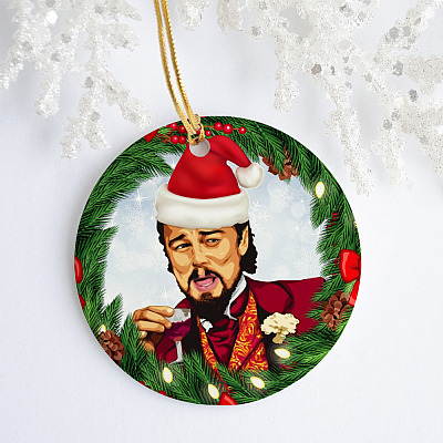 Alternative view of Leonardo Dicaprio Santa Christmas Shirt Funny Meme Christmas Holiday Circle Ornament - Xmas Gifts
