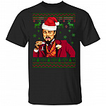 Leonardo Dicaprio Santa Christmas Shirt Funny Ugly Christmas Sweater Style T-Shirt - Xmas Gifts, Black, Unisex T-Shirt