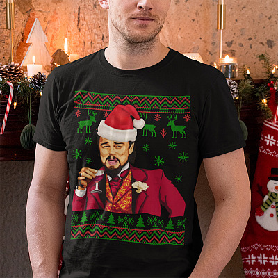 Alternative view of Leonardo Dicaprio Santa Christmas Shirt Funny Ugly Christmas Sweater Style T-Shirt - Xmas Gifts