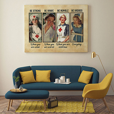 Alternative view of Nurse Be Strong When You Are Weak Be Brave When You Are Scared Vintage Framed Canvas - Unframed Poster