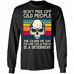 Skull Don't Piss Off People The Older We Get The Less Life In Prison Is A Deterrent Vintage Hoodie - Sweatshirt, Black, Long Sleeve