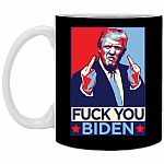Fuck You Biden Funny Trump 2020 Anti-Biden Funny Saying Ceramic Coffee Mug - Water Bottle - Beer Stein, Black, 11 oz. White Mug