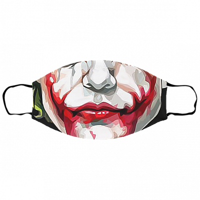Heath Ledger Scary Joker Mouth Halloween Washable Reusable Custom Printed Regular Cloth Face Mask Cover, White, Cloth Face Cover – Small/Medium
