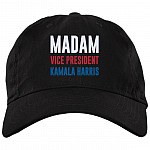 Madam Vice President Kamala Harris Twill Cap - High-Profile Snapback Hat - VP Kamala Harris Trucker Hat, Black, Brushed Twill Dad Cap