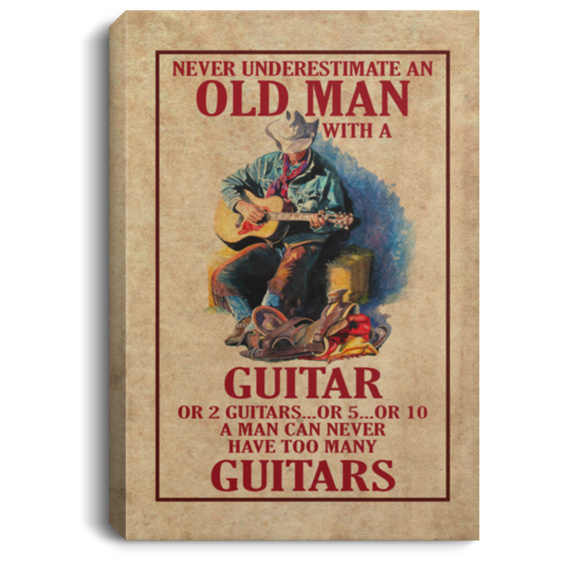 Never Underestimate An Old Man With A Guitar Framed Canvas - Unframed Poster - Funny Guitar Wall Art, White, 0.75'' Framed Canvas Never Underestimate An Old Man With A Guitar Framed Canvas - Unframed Poster - Funny Guitar Wall Art, White, 0.75'' Framed Canvas