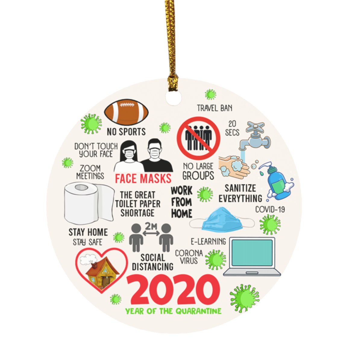 2020 Year Of The Quarantine Funny Quarantine Pandemic Decorative Circle Christmas Tree Ornament Keepsake, White, Circle Ornament 2020 Year Of The Quarantine Funny Quarantine Pandemic Decorative Circle Christmas Tree Ornament Keepsake, White, Circle Ornament