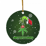Mistlestoned Green Hand Weed Christmas Gift Marijuana Holiday Flat Circle Ornament - Holiday Decoration Gift, White, Circle Ornament Mistlestoned Green Hand Weed Christmas Gift Marijuana Holiday Flat Circle Ornament - Holiday Decoration Gift, White, Circle Ornament