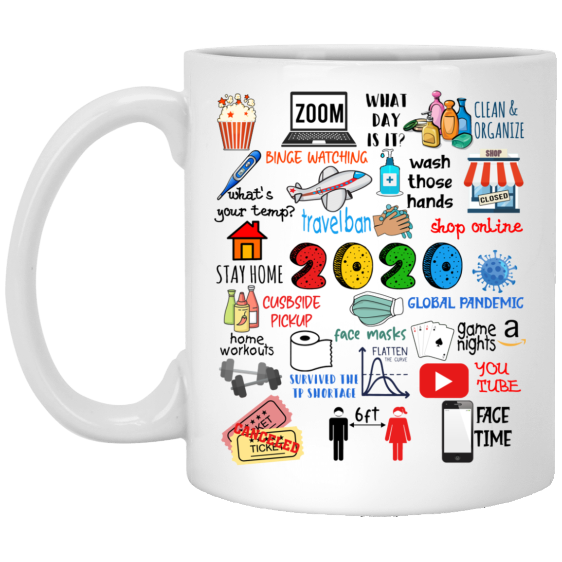 Pandemic 2020 Quarantine Christmas Annual Events Memorial 2020 Holiday Ceramic Coffee Mug, White, 11 oz. White Mug Pandemic 2020 Quarantine Christmas Annual Events Memorial 2020 Holiday Ceramic Coffee Mug, White, 11 oz. White Mug