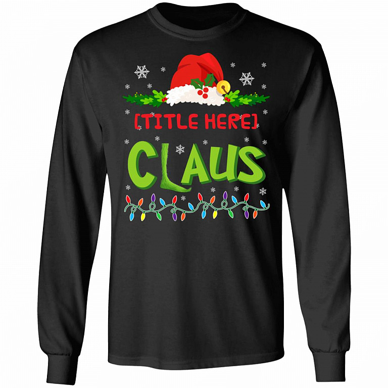 Personalized Elves Funny Santa Grandparents Christmas Gift Hoodie - Sweatshirt - Long Sleeve Shirt, Black, Long Sleeve