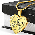 To My Daughter Im Your Dad Emotional Father Daughter Quotes Heart Pendant Necklace - Heart Luxury Necklace (Gold Plated)