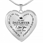 To My Daughter Im Your Dad Emotional Father Daughter Quotes Heart Pendant Necklace - Heart Luxury Necklace (Silver)