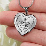 To My Daughter Im Your Dad Emotional Father Daughter Quotes Heart Pendant Necklace - Heart Luxury Necklace (Silver)