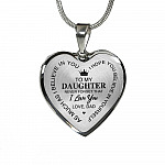 To My Daughter Im Your Dad Emotional Father Daughter Quotes Heart Pendant Necklace - Heart Luxury Necklace (Silver)
