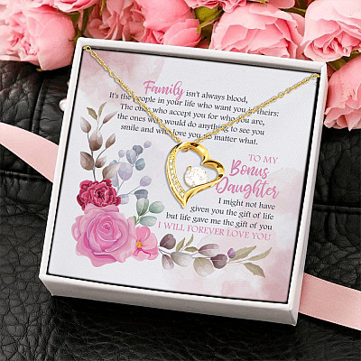 To My Bonus Daughter I Might Not Have Given You the Gift of Life Forever Love Pendant Necklace