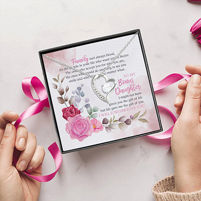 Alternative view of To My Bonus Daughter I Might Not Have Given You the Gift of Life Forever Love Pendant Necklace